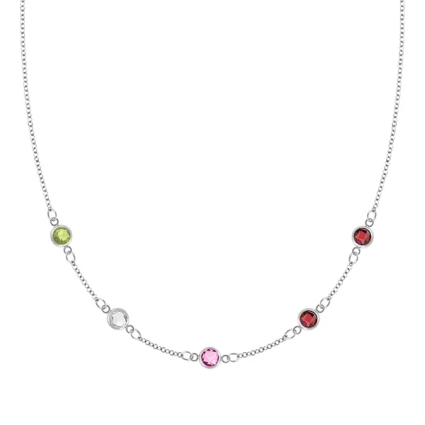 Personalized Classic 5 Birthstone Necklace in 14k Gold sold by Haverhill