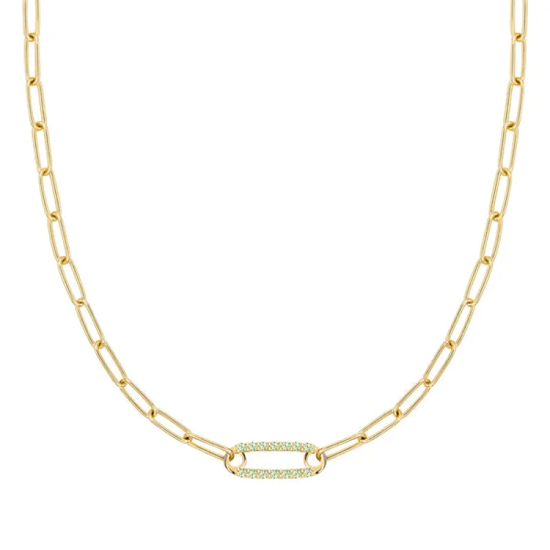 Personalized Adelaide 1 Pavé Birthstone Link Necklace in 14k Gold sold by Haverhill