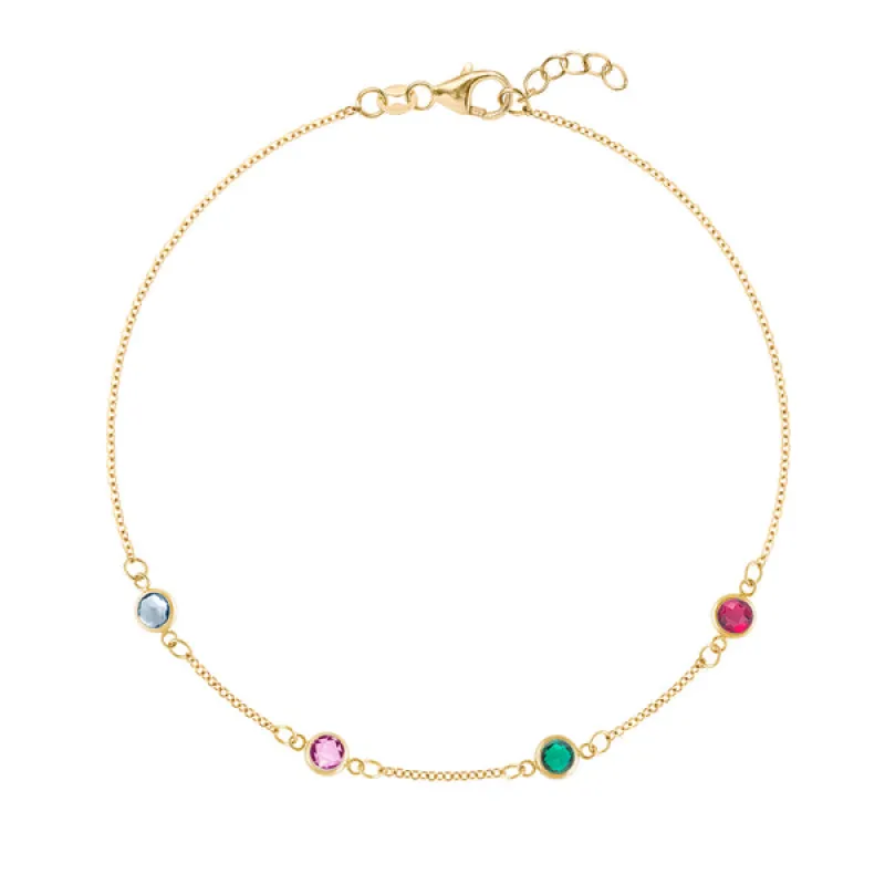 Personalized Classic 4 Birthstone Bracelet in 14k Gold sold by Haverhill
