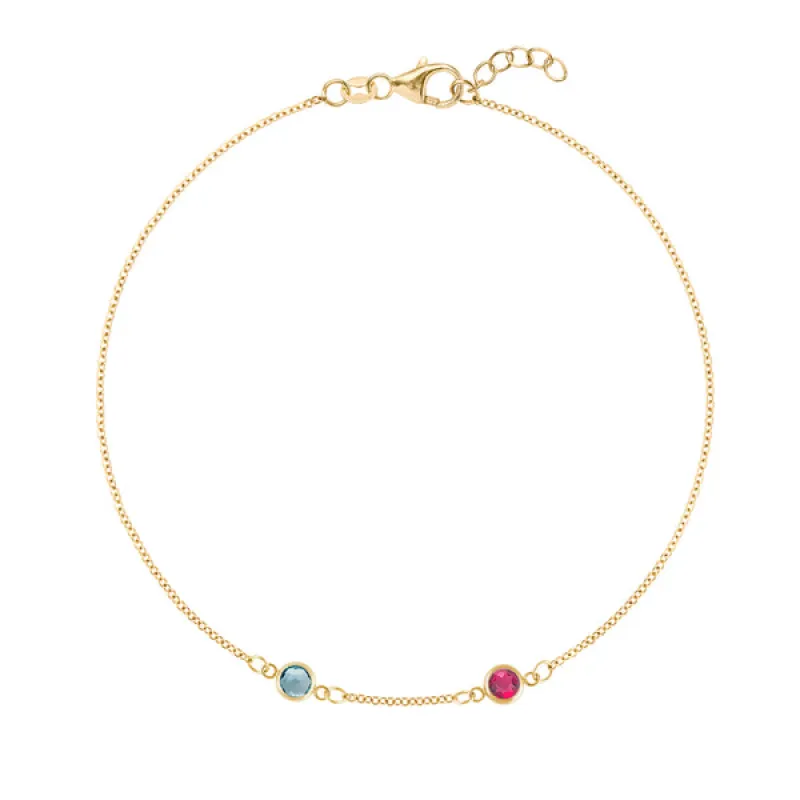 Personalized Classic 2 Birthstone Bracelet in 14k Gold sold by Haverhill