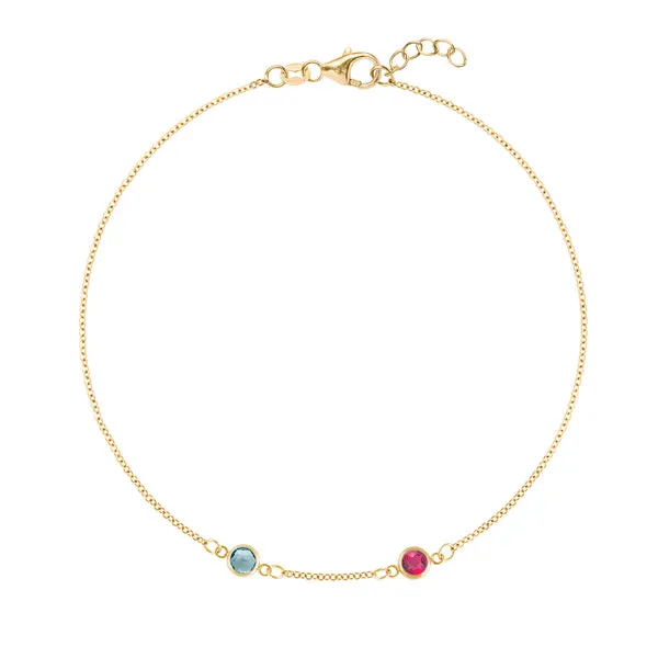 Personalized Classic 2 Birthstone Bracelet in 14k Gold sold by Haverhill