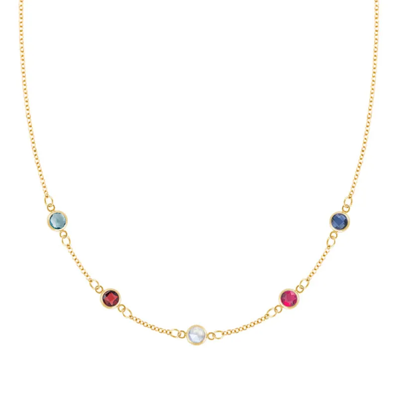 Personalized Classic 5 Birthstone Necklace in 14k Gold sold by Haverhill