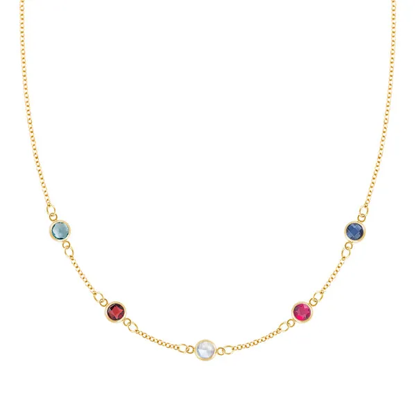 Personalized Classic 5 Birthstone Necklace in 14k Gold sold by Haverhill