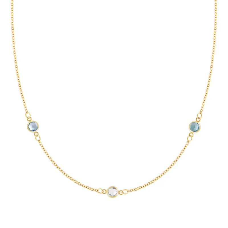 Personalized Classic 3 Birthstone Necklace in 14k Gold sold by Haverhill