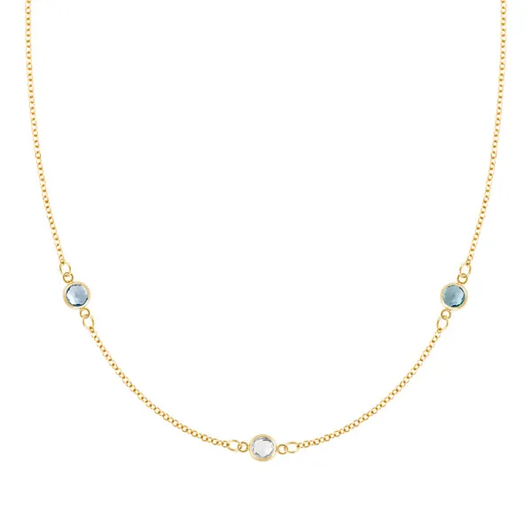 Personalized Classic 3 Birthstone Necklace in 14k Gold sold by Haverhill