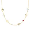Personalized 4 Letter & 4 Classic Birthstone Necklace in 14k Gold (Single Spacing) sold by Haverhill