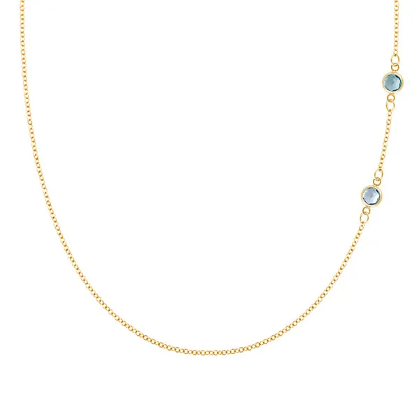 Personalized Classic 2 Birthstone Necklace in 14k Gold sold by Haverhill