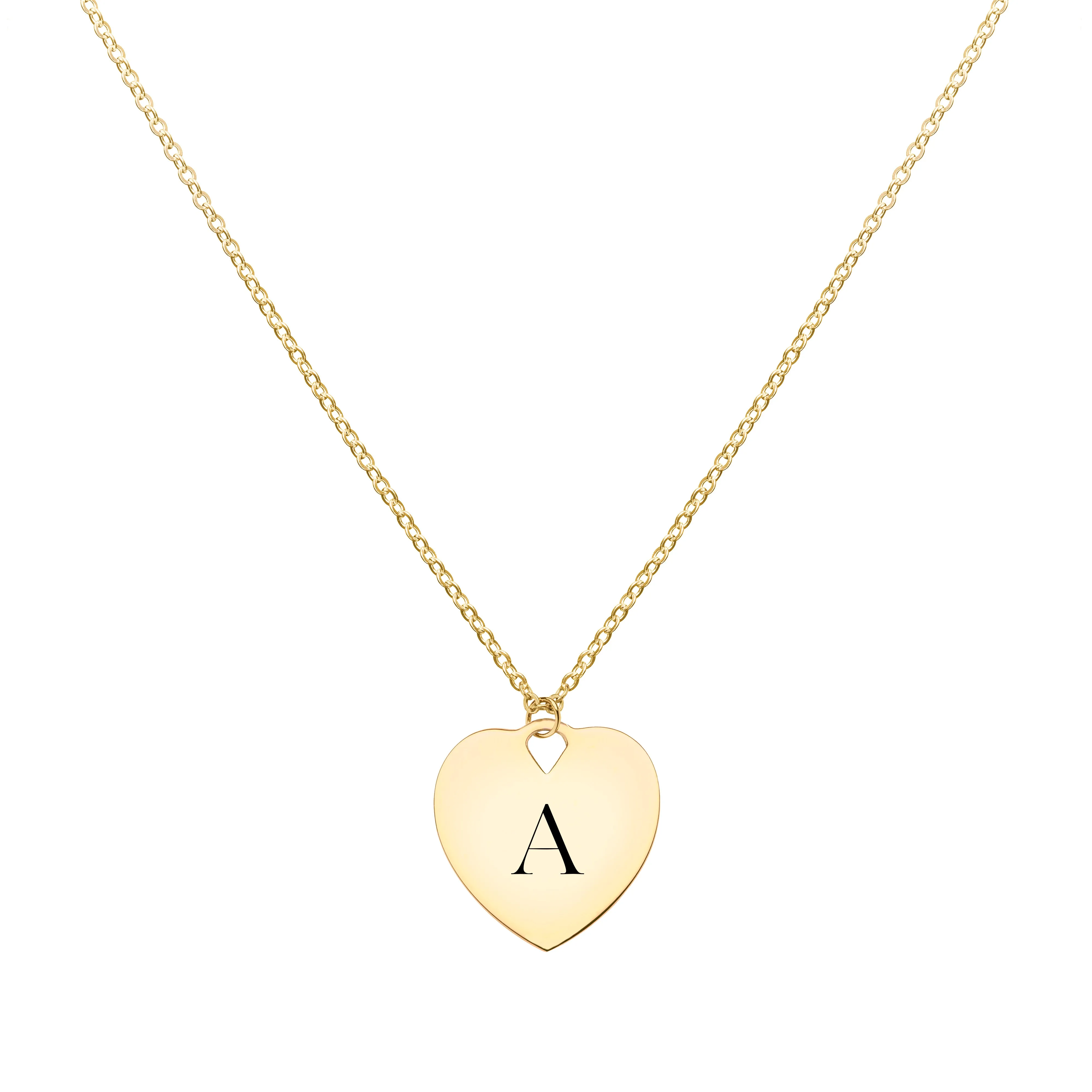 Small Engravable Graduation Flat Heart Pendant with Classic Chain in 14k Gold sold by Haverhill