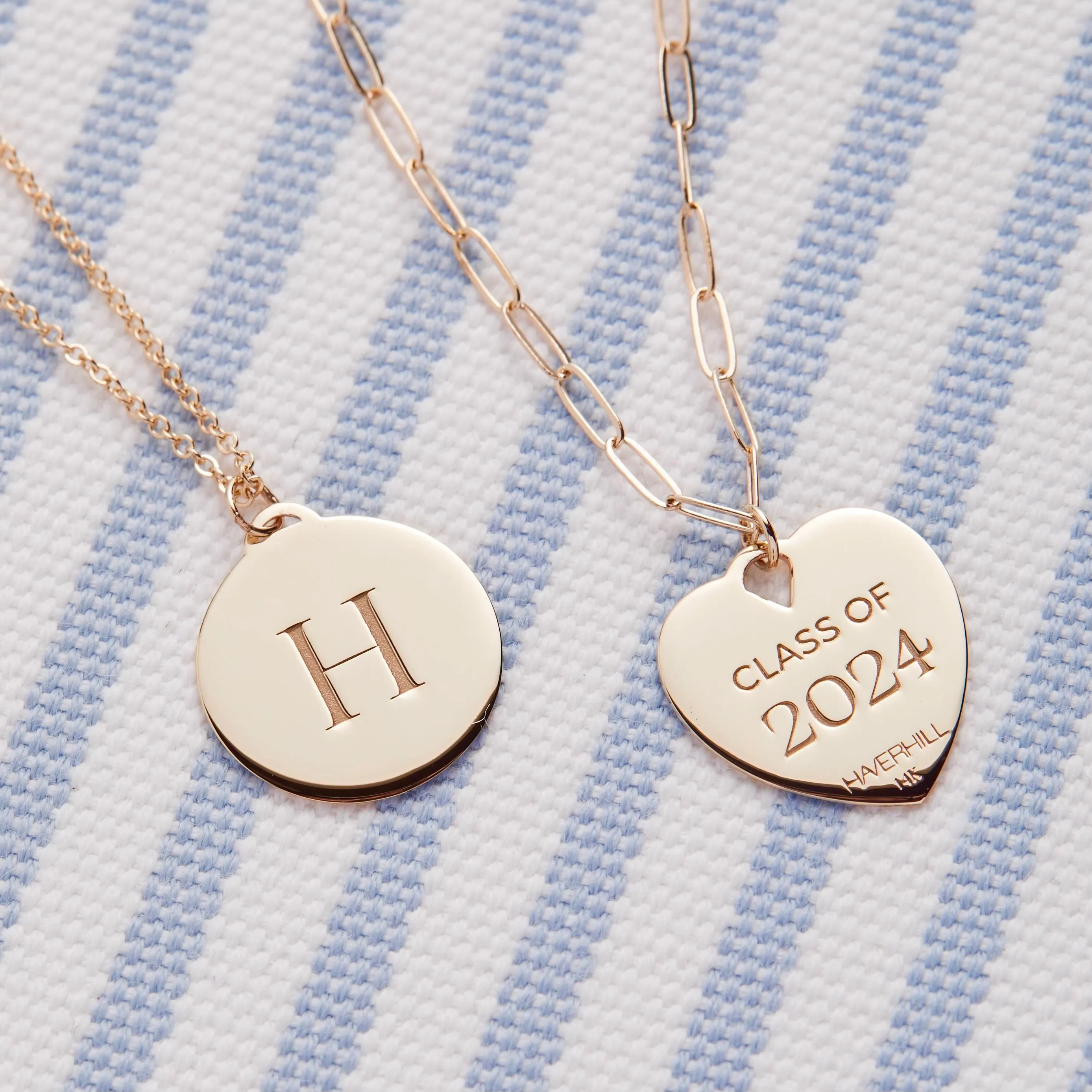 Small Engravable Graduation Flat Heart Pendant with Classic Chain in 14k Gold sold by Haverhill product image thumbnail 3