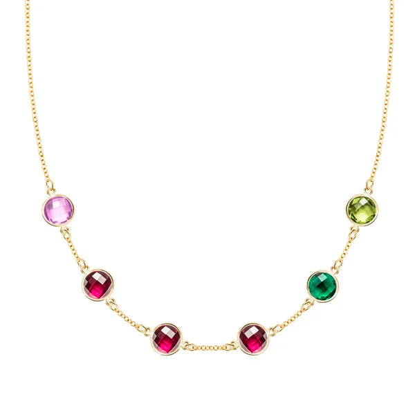 Personalized Grand 6 Birthstone Necklace in 14k Gold sold by Haverhill