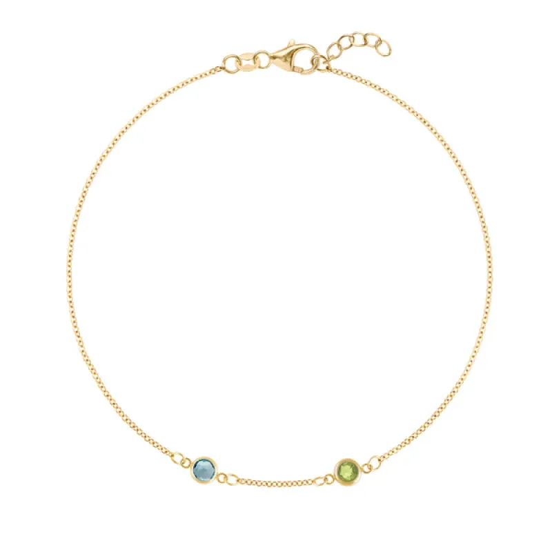 Personalized Classic 2 Birthstone Bracelet in 14k Gold sold by Haverhill