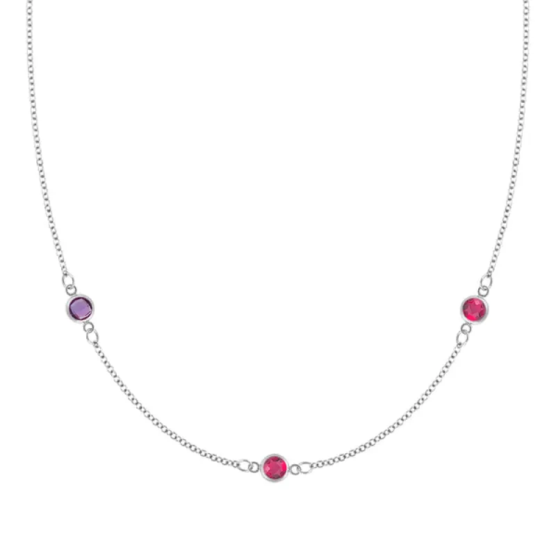 Personalized Classic 3 Birthstone Necklace in 14k Gold sold by Haverhill