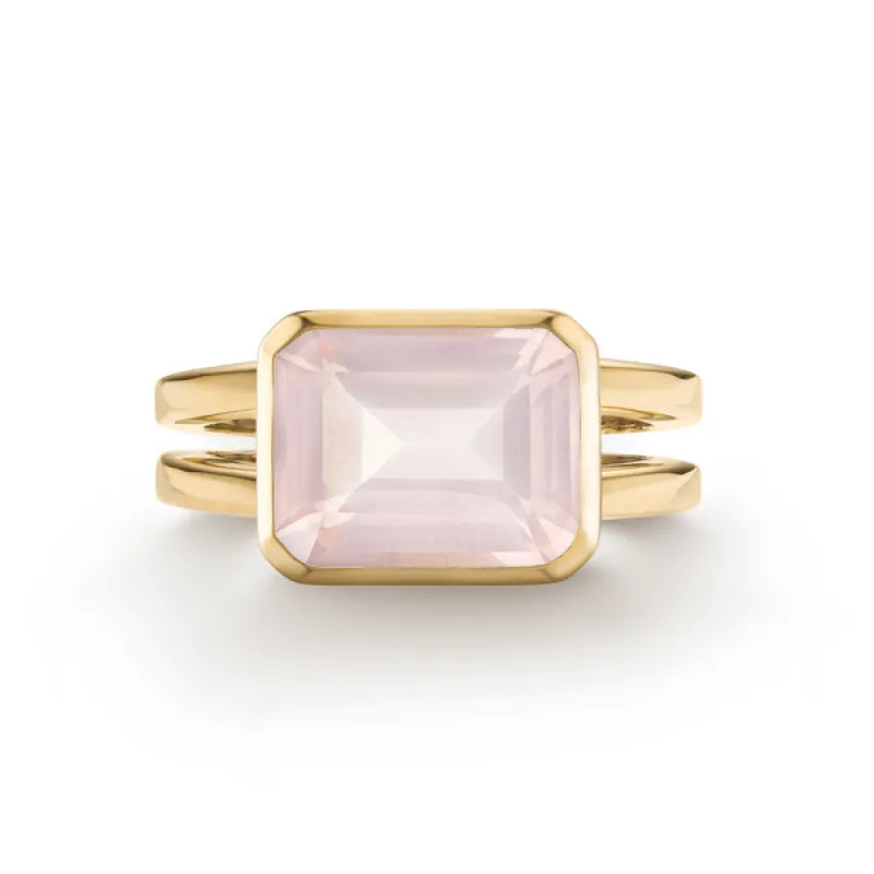 Personalized Warren Horizontal Birthstone Ring in 14k Gold made by Haverhill