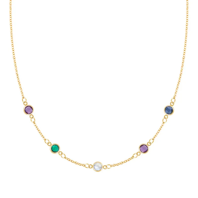 Personalized Classic 5 Birthstone Necklace in 14k Gold sold by Haverhill