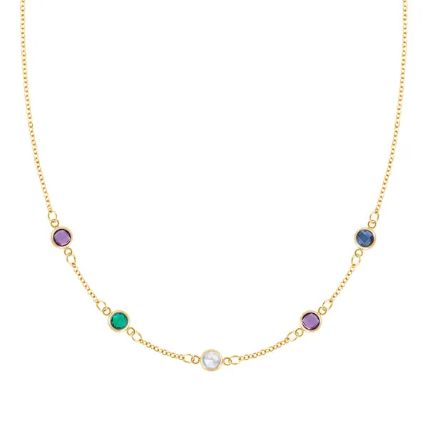 Personalized Classic 5 Birthstone Necklace in 14k Gold sold by Haverhill