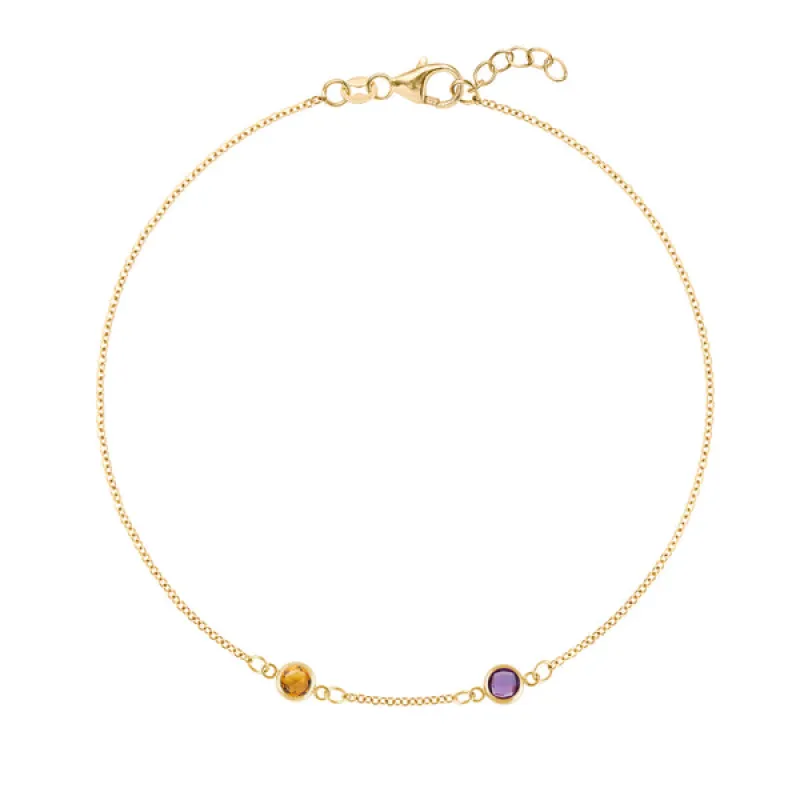 Personalized Classic 2 Birthstone Bracelet in 14k Gold sold by Haverhill
