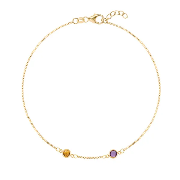 Personalized Classic 2 Birthstone Bracelet in 14k Gold sold by Haverhill
