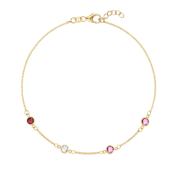 Personalized Classic 4 Birthstone Bracelet in 14k Gold sold by Haverhill