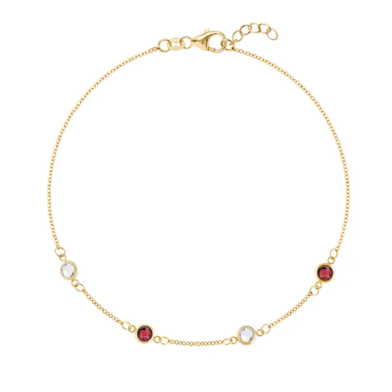 Personalized Classic 4 Birthstone Bracelet in 14k Gold sold by Haverhill