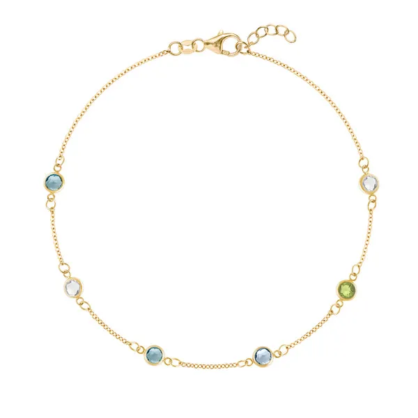 Personalized Classic 6 Birthstone Bracelet in 14k Gold sold by Haverhill