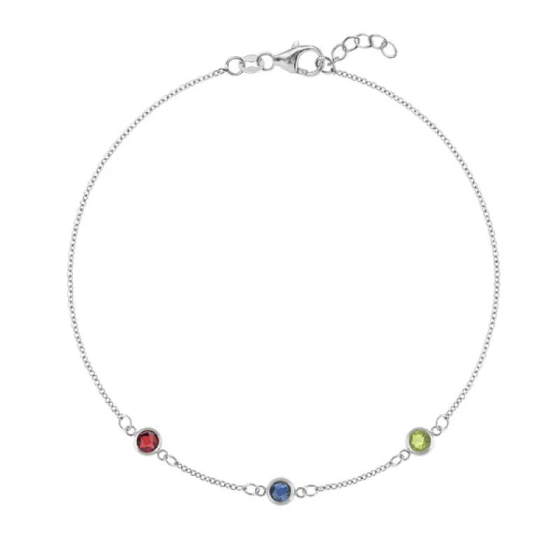 Personalized Classic 3 Birthstone Bracelet in 14k Gold sold by Haverhill