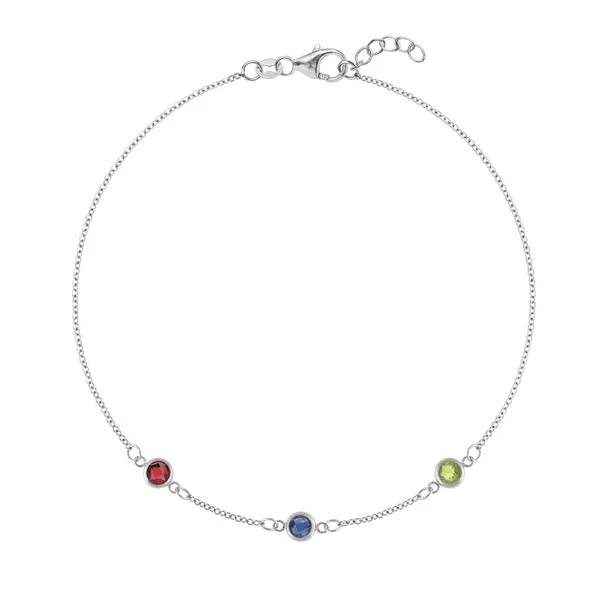 Personalized Classic 3 Birthstone Bracelet in 14k Gold sold by Haverhill