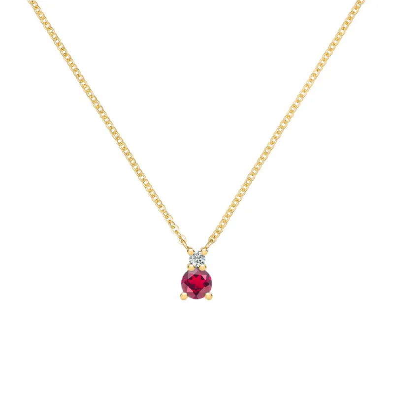 Personalized Greenwich Solitaire Birthstone & Diamond Necklace in 14k Gold sold by Haverhill