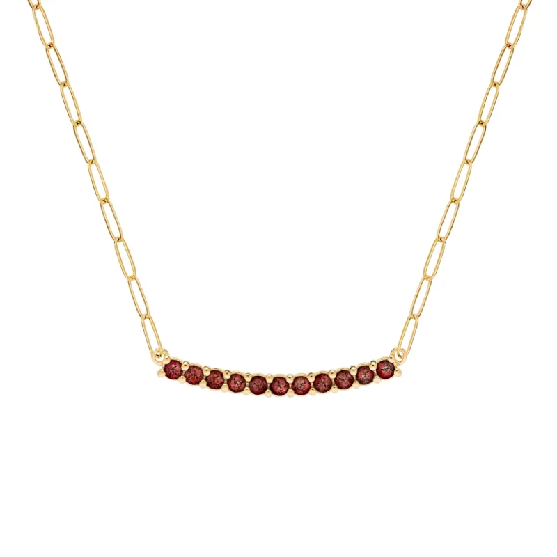 Rosecliff Garnet Bar Adelaide Mini Necklace in 14k Gold (January) sold by Haverhill