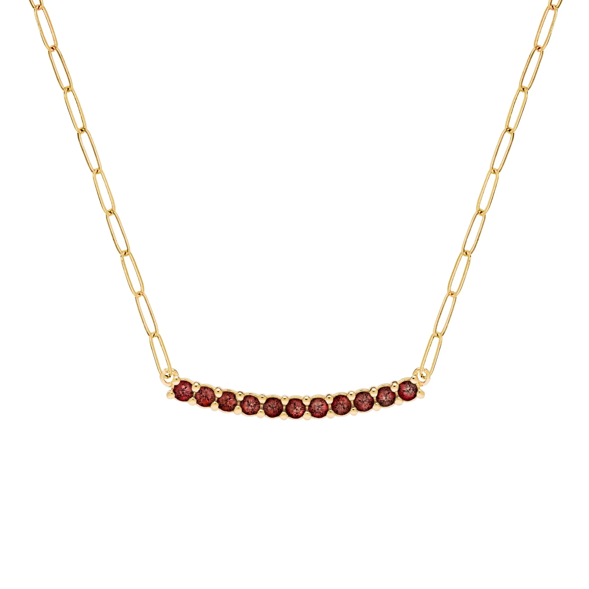 Rosecliff Garnet Bar Adelaide Mini Necklace in 14k Gold (January) sold by Haverhill
