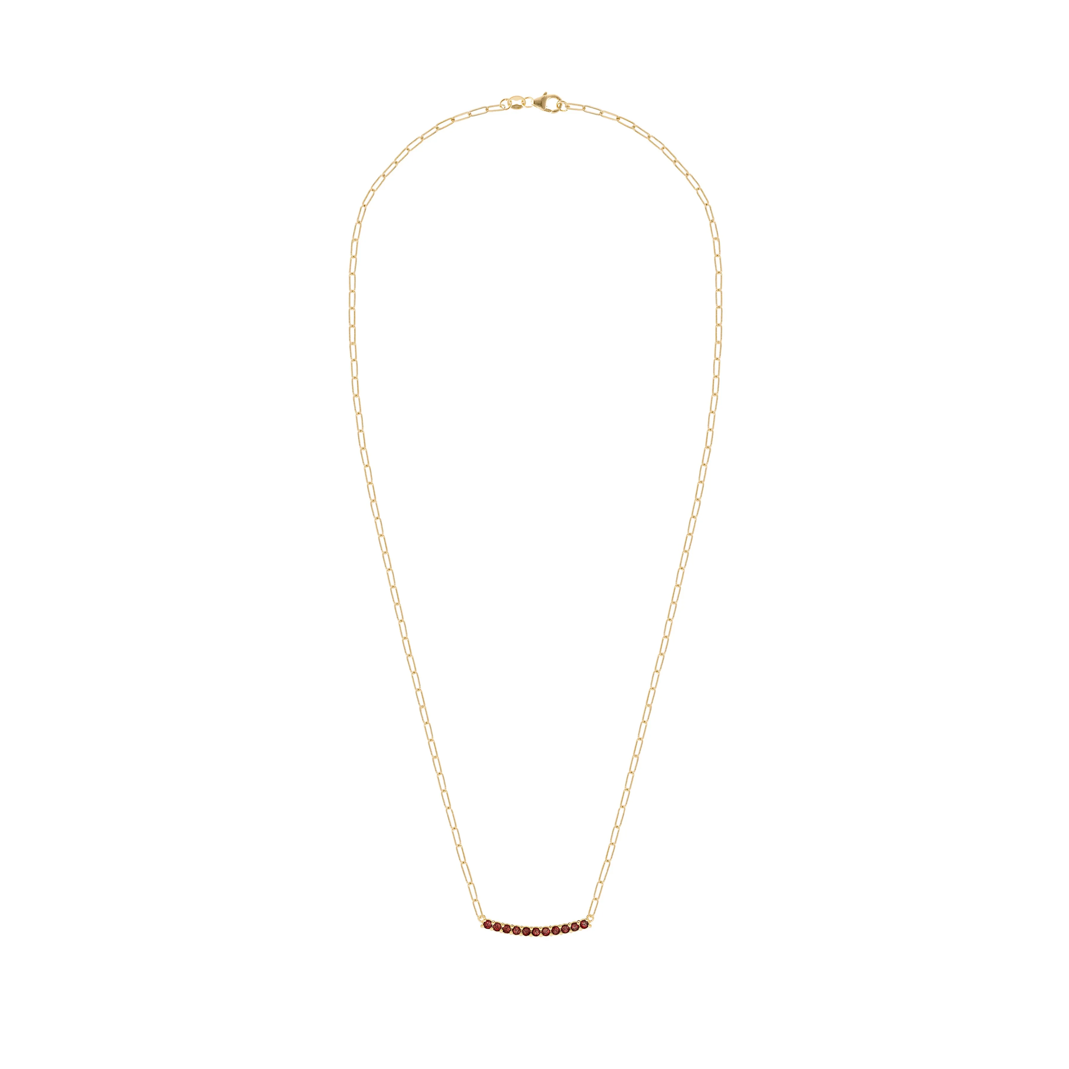 Rosecliff Garnet Bar Adelaide Mini Necklace in 14k Gold (January) sold by Haverhill product image thumbnail 5
