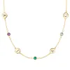 Personalized Classic 4 Letter & 3 Birthstone Necklace in 14k Gold (Double Spacing) sold by Haverhill