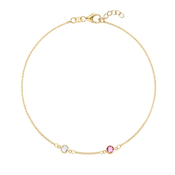Personalized Classic 2 Birthstone Bracelet in 14k Gold sold by Haverhill