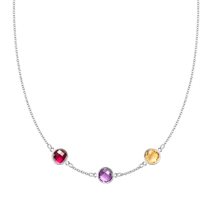 Personalized Grand 3 Birthstone Necklace in 14k Gold sold by Haverhill