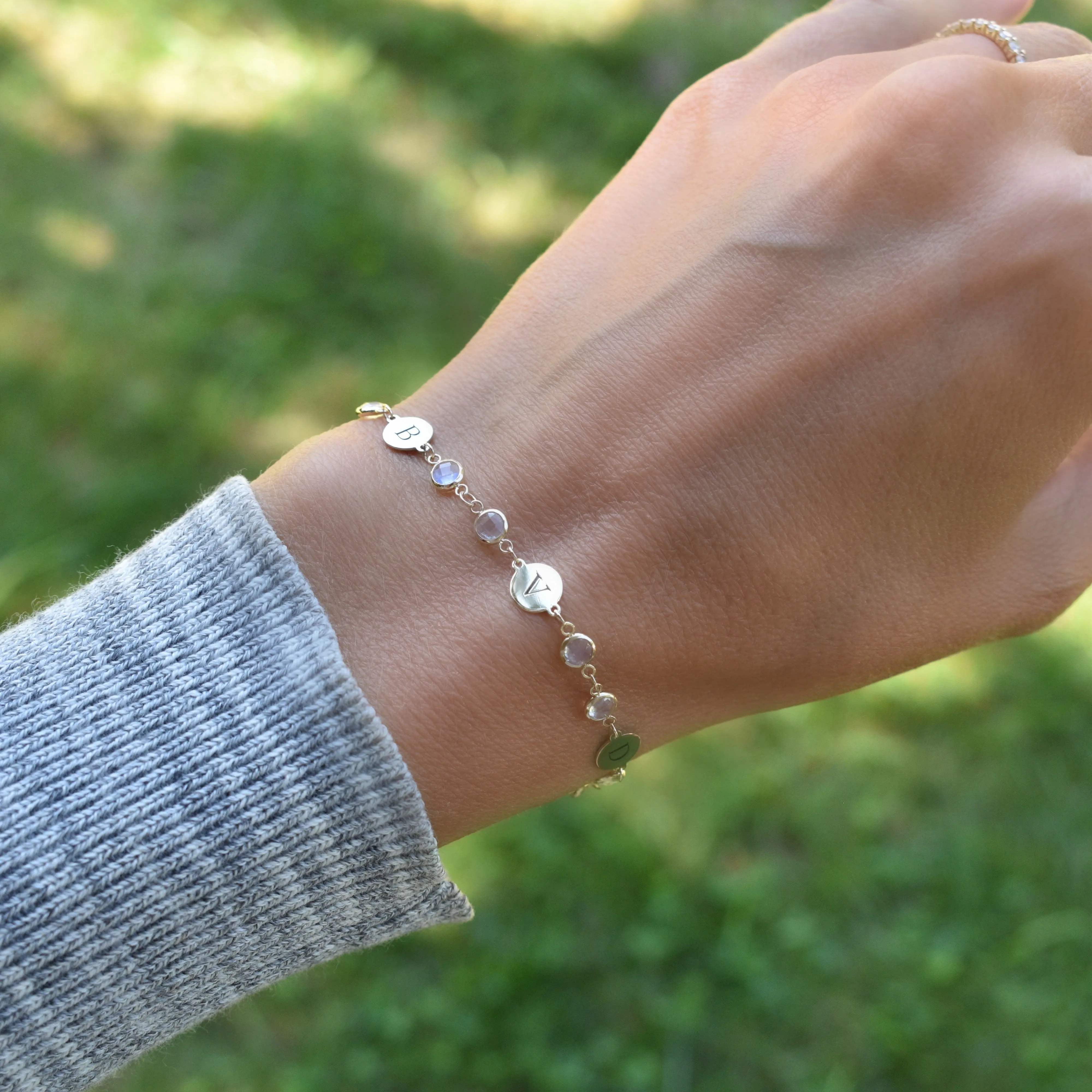 Personalized Newport 5 Letter Birthstone Bracelet in 14k Gold sold by Haverhill product image thumbnail 2