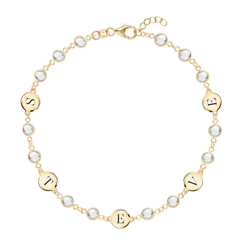 Personalized Newport 5 Letter Birthstone Bracelet in 14k Gold sold by Haverhill