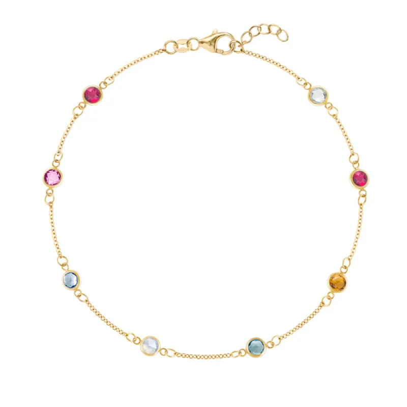Personalized Classic 8 Birthstone Bracelet in 14k Gold sold by Haverhill