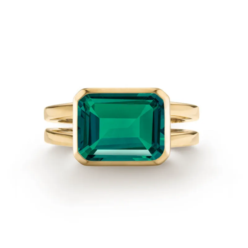 Personalized Warren Horizontal Birthstone Ring in 14k Gold sold by Haverhill