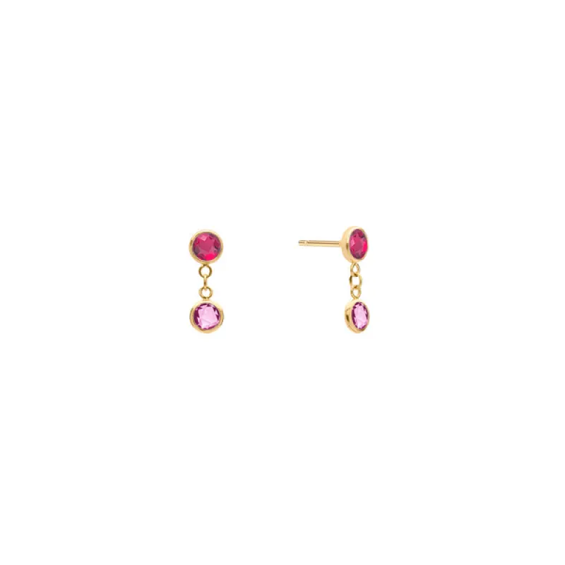 Personalized Classic 2 Birthstone Earrings in 14k Gold sold by Haverhill