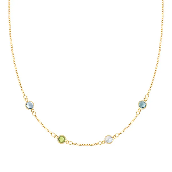 Personalized Classic 4 Birthstone Necklace in 14k Gold sold by Haverhill
