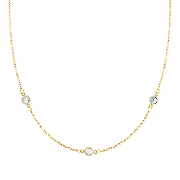 Personalized Classic 3 Birthstone Necklace in 14k Gold sold by Haverhill