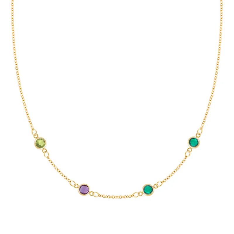 Personalized Classic 4 Birthstone Necklace in 14k Gold sold by Haverhill