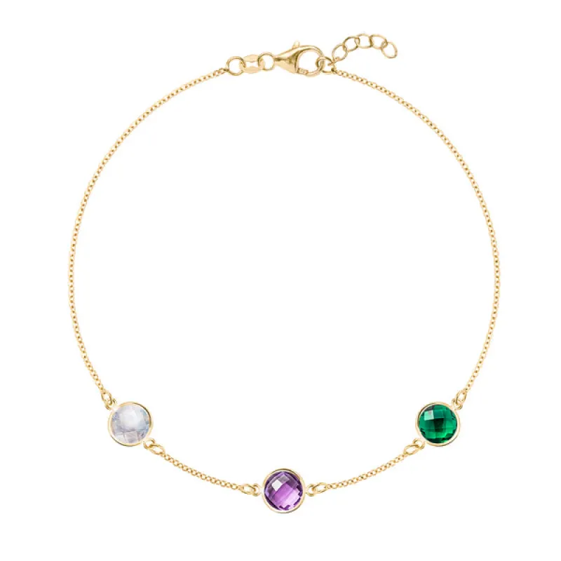 Personalized Grand 3 Birthstone Bracelet in 14k Gold sold by Haverhill