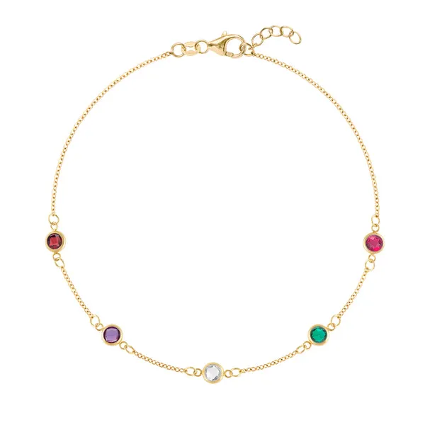 Personalized Classic 5 Birthstone Bracelet in 14k Gold sold by Haverhill