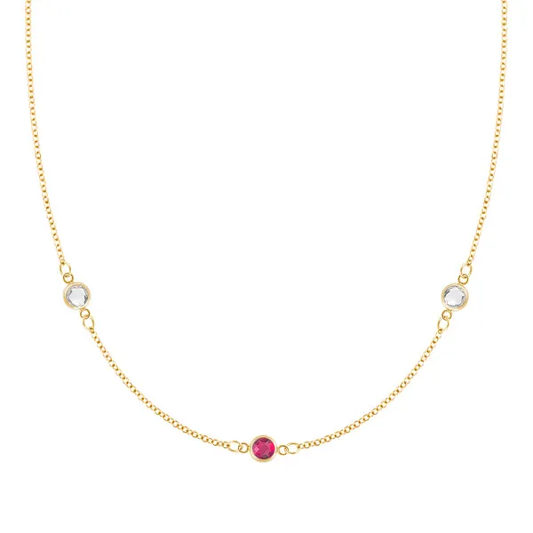 Personalized Classic 3 Birthstone Necklace in 14k Gold sold by Haverhill