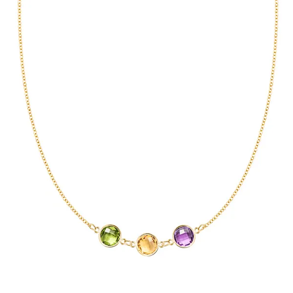 Personalized Grand 3 Connected Birthstone Necklace in 14k Gold sold by Haverhill