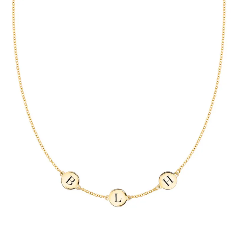 Personalized 3 Letter Necklace in 14k Gold (Single Spacing) sold by Haverhill