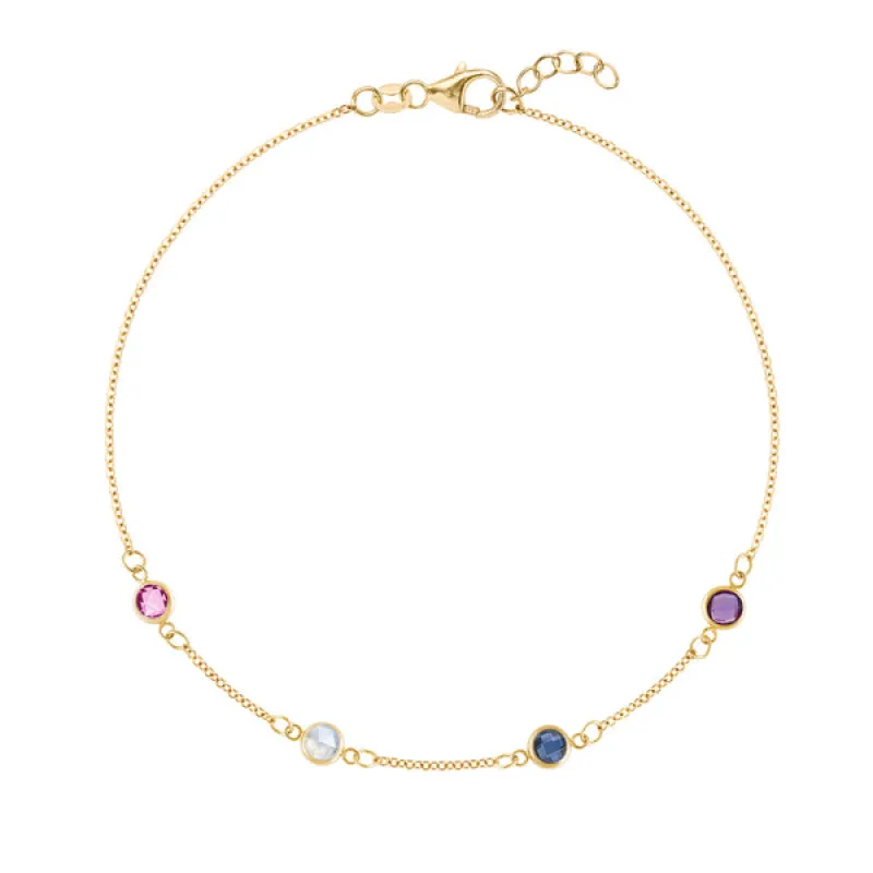 Personalized Classic 4 Birthstone Bracelet in 14k Gold made by Haverhill