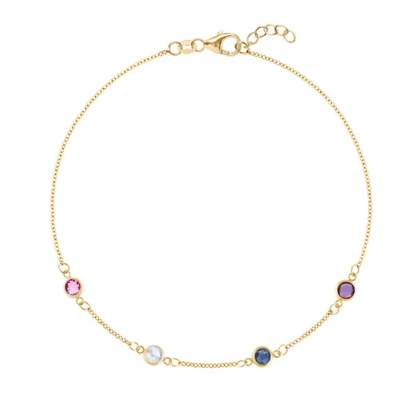 Personalized Classic 4 Birthstone Bracelet in 14k Gold sold by Haverhill
