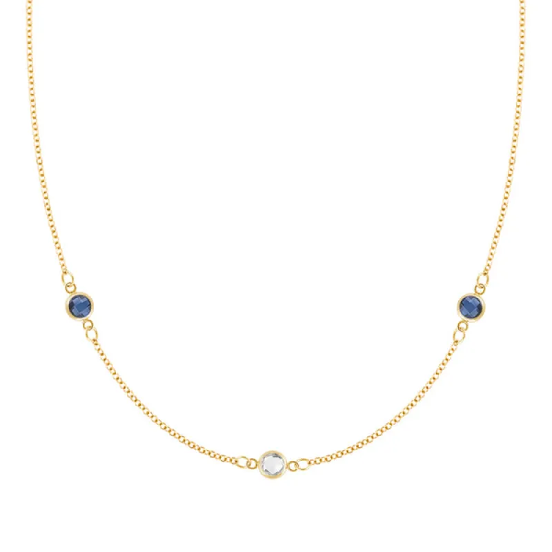Personalized Classic 3 Birthstone Necklace in 14k Gold sold by Haverhill
