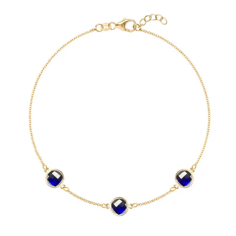 Personalized Grand 3 Birthstone Bracelet in 14k Gold sold by Haverhill